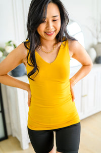 The Basics Reversible Longline Tank in Mustard - Happily Ever Atchison Shop Co.