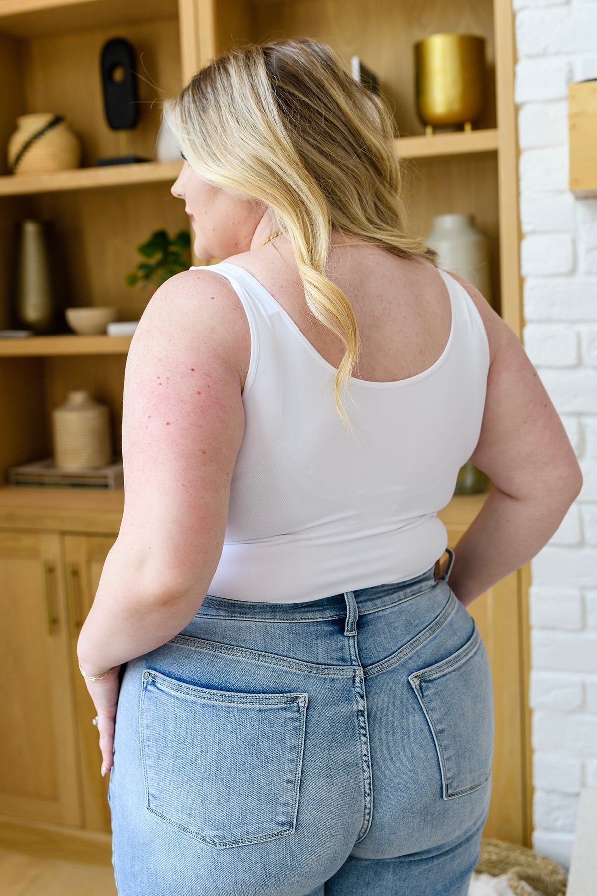 The Basics Reversible Longline Tank in White - Happily Ever Atchison Shop Co.