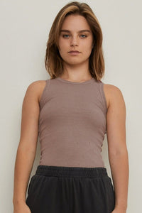 THE BLANK LAB Round Neck Ribbed Cropped Tank - Happily Ever Atchison Shop Co.