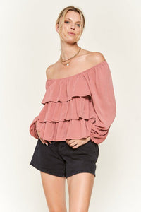 Tiered flounce designed Blouse - Happily Ever Atchison Shop Co.