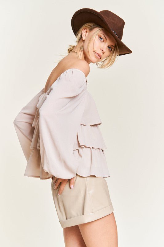 Tiered flounce designed Blouse - Happily Ever Atchison Shop Co.