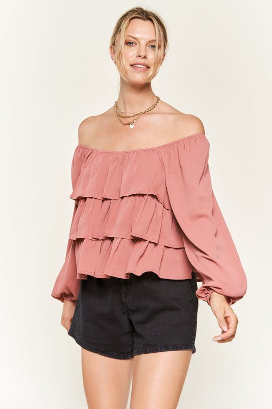 Tiered flounce designed Blouse - Happily Ever Atchison Shop Co.