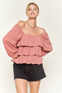 Tiered flounce designed Blouse - Happily Ever Atchison Shop Co.