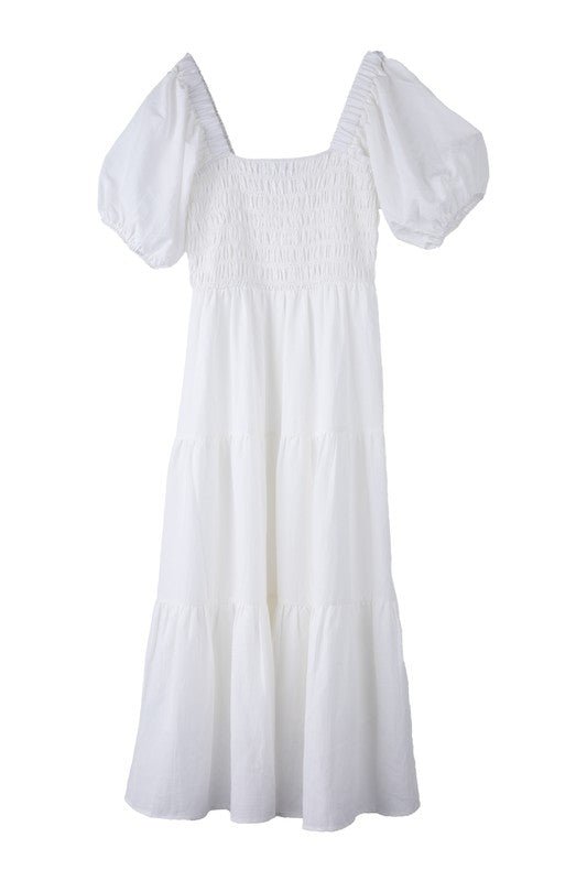 Tiered Long Maxi Dress with Puff Sleeves - Happily Ever Atchison Shop Co.