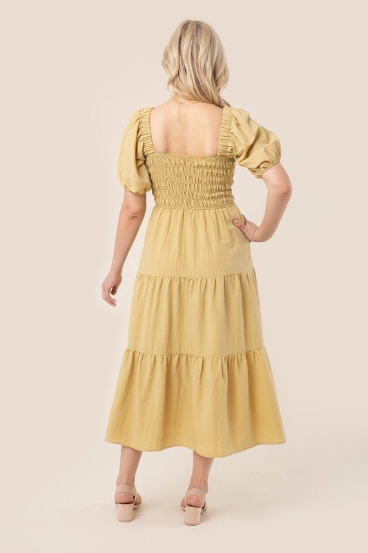 Tiered Long Maxi Dress with Puff Sleeves - Happily Ever Atchison Shop Co.