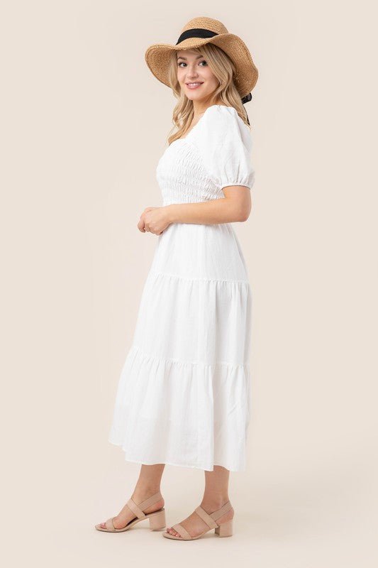 Tiered Long Maxi Dress with Puff Sleeves - Happily Ever Atchison Shop Co.
