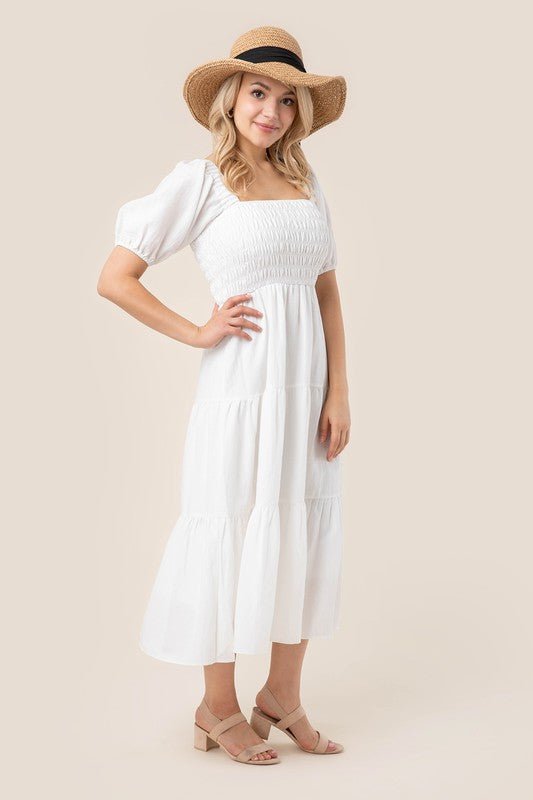 Tiered Long Maxi Dress with Puff Sleeves - Happily Ever Atchison Shop Co.