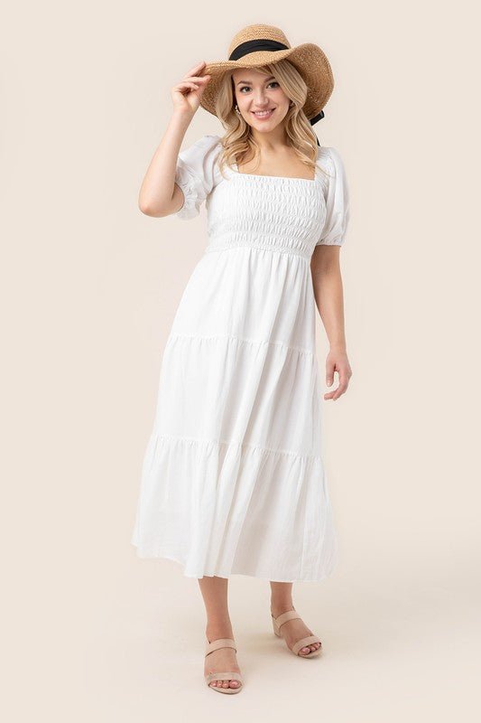 Tiered Long Maxi Dress with Puff Sleeves - Happily Ever Atchison Shop Co.