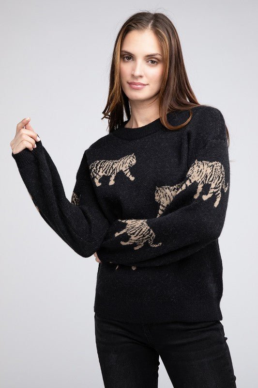 Tiger Pattern Sweater - Happily Ever Atchison Shop Co.