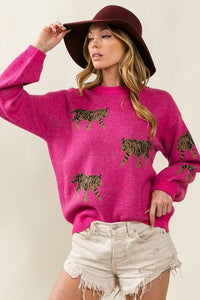 Tiger Pattern Sweater - Happily Ever Atchison Shop Co.