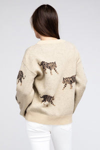 Tiger Pattern Sweater - Happily Ever Atchison Shop Co.