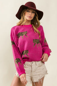 Tiger Pattern Sweater - Happily Ever Atchison Shop Co.