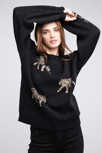 Tiger Pattern Sweater - Happily Ever Atchison Shop Co.