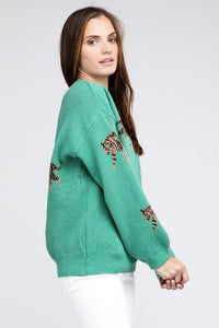 Tiger Pattern Sweater - Happily Ever Atchison Shop Co.