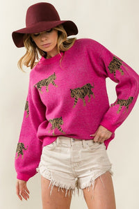 Tiger Pattern Sweater - Happily Ever Atchison Shop Co.