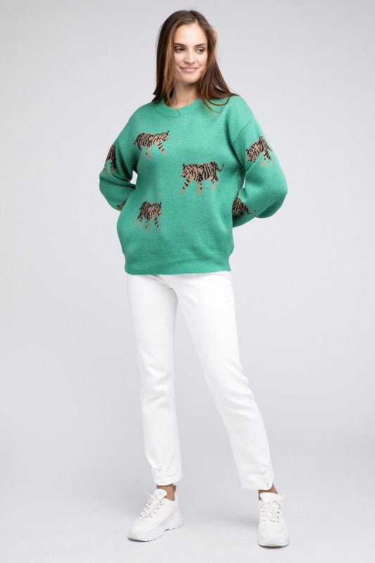 Tiger Pattern Sweater - Happily Ever Atchison Shop Co.