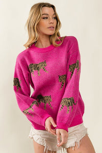 Tiger Pattern Sweater - Happily Ever Atchison Shop Co.