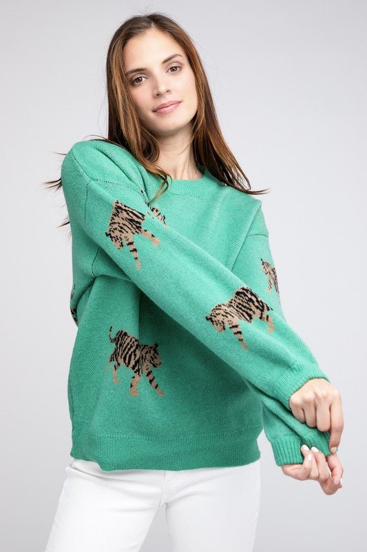 Tiger Pattern Sweater - Happily Ever Atchison Shop Co.