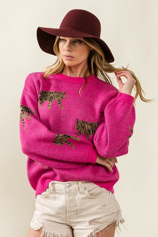 Tiger Pattern Sweater - Happily Ever Atchison Shop Co.