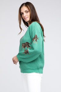 Tiger Pattern Sweater - Happily Ever Atchison Shop Co.