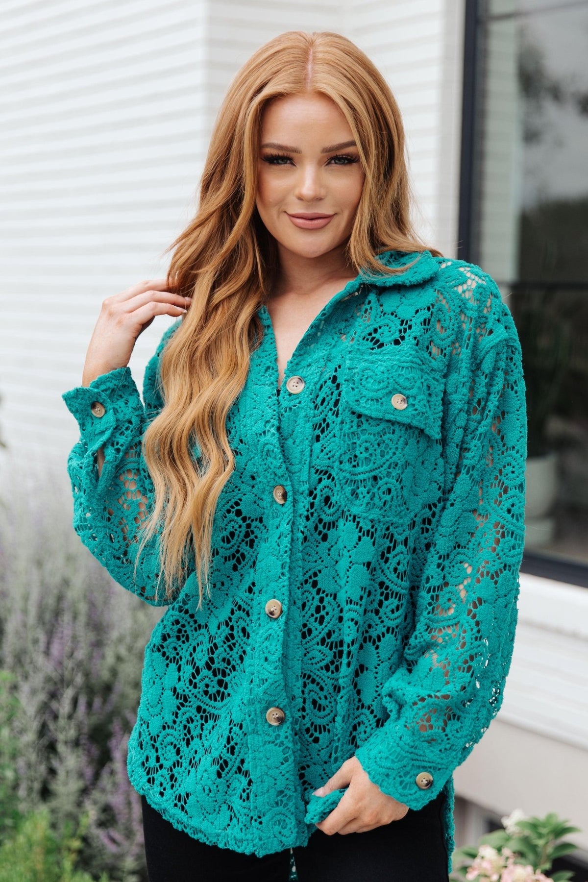 Topped with Lace Button Down - Happily Ever Atchison Shop Co.