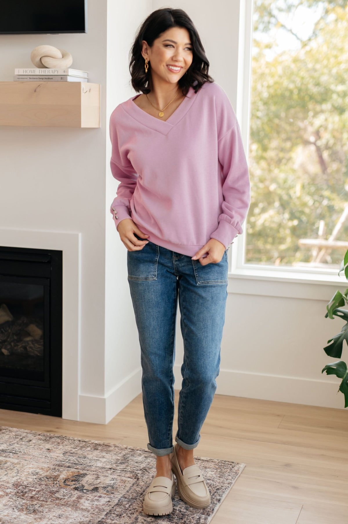 Totally Verified Long Sleeve V - Neck Top - Happily Ever Atchison Shop Co.