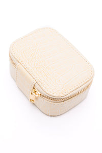 Travel Jewelry Case in Cream Snakeskin - Happily Ever Atchison Shop Co.