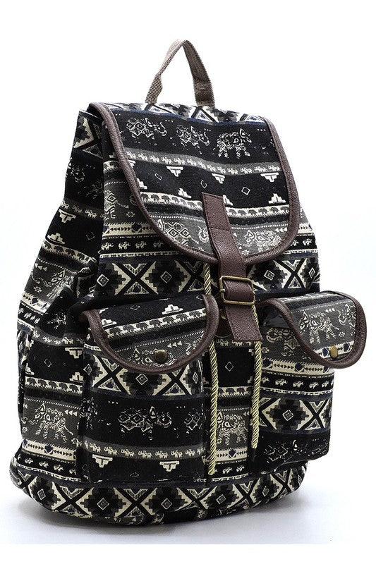 Tribal Printed Canvas Backpack - Happily Ever Atchison Shop Co.