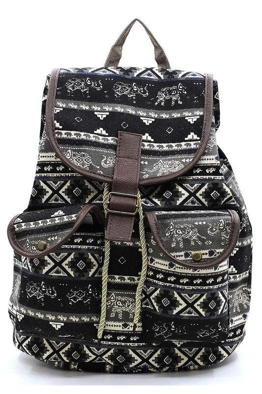 Tribal Printed Canvas Backpack - Happily Ever Atchison Shop Co.