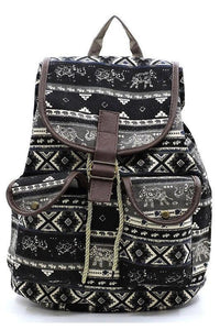 Tribal Printed Canvas Backpack - Happily Ever Atchison Shop Co.