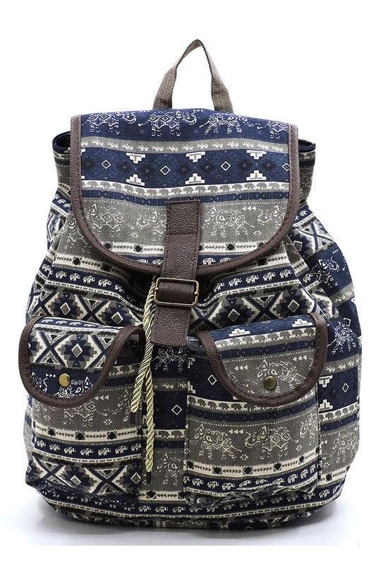 Tribal Printed Canvas Backpack - Happily Ever Atchison Shop Co.