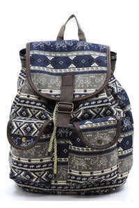 Tribal Printed Canvas Backpack - Happily Ever Atchison Shop Co.