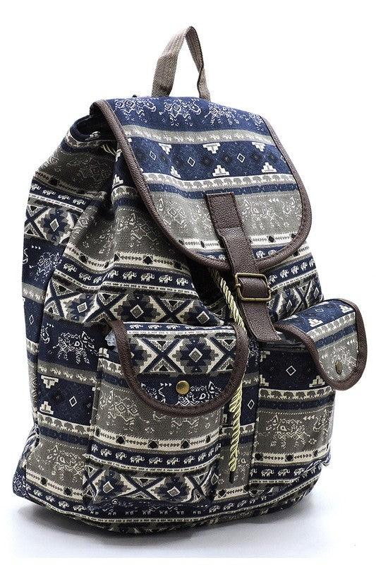 Tribal Printed Canvas Backpack - Happily Ever Atchison Shop Co.