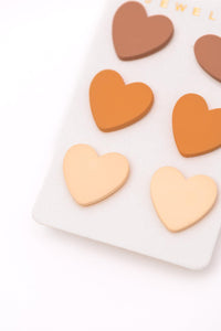 Triple Hearts Studs in Brown - Happily Ever Atchison Shop Co.