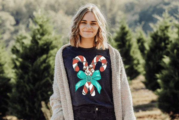 Turquoise Concho Candy Canes Graphic Tee - Happily Ever Atchison Shop Co.