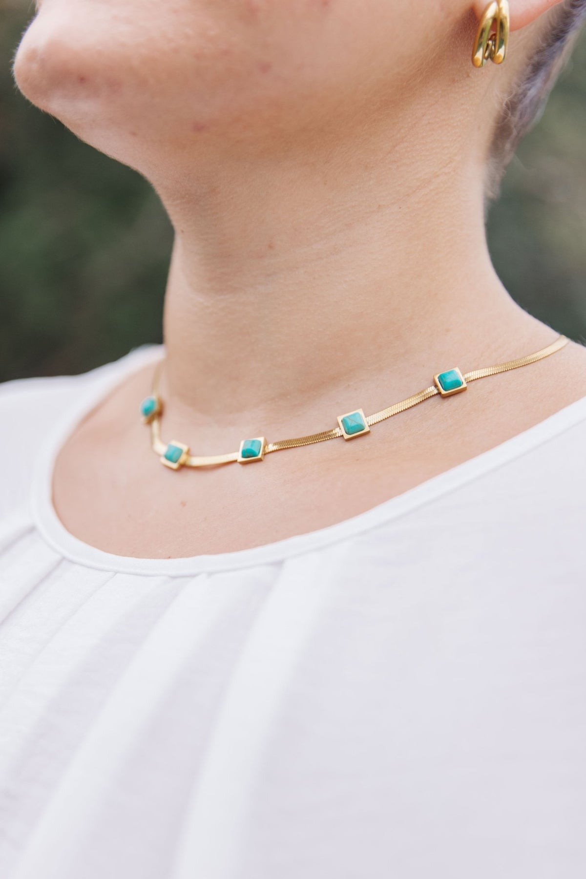 Turquoise Squares Necklace - Happily Ever Atchison Shop Co.