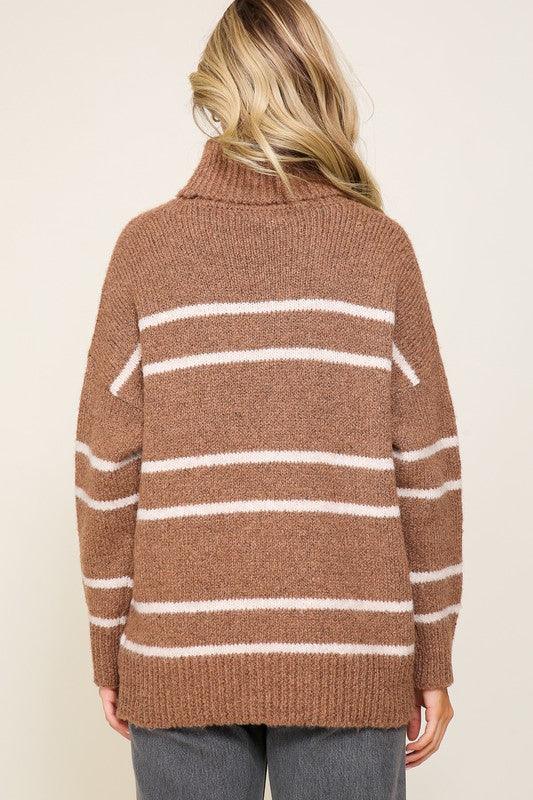 Turtle Neck Pinstripe Sweater - Happily Ever Atchison Shop Co.