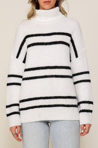 Turtle Neck Pinstripe Sweater - Happily Ever Atchison Shop Co.