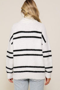 Turtle Neck Pinstripe Sweater - Happily Ever Atchison Shop Co.