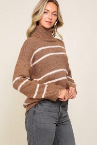 Turtle Neck Pinstripe Sweater - Happily Ever Atchison Shop Co.