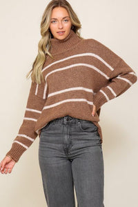 Turtle Neck Pinstripe Sweater - Happily Ever Atchison Shop Co.