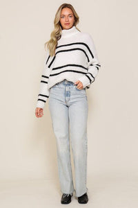 Turtle Neck Pinstripe Sweater - Happily Ever Atchison Shop Co.