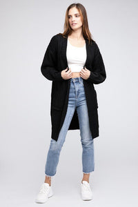 Twist Knitted Open Front Cardigan With Pockets - Happily Ever Atchison Shop Co.