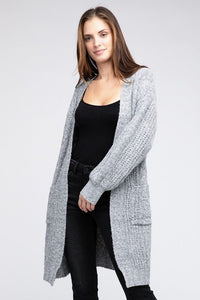 Twist Knitted Open Front Cardigan With Pockets - Happily Ever Atchison Shop Co.