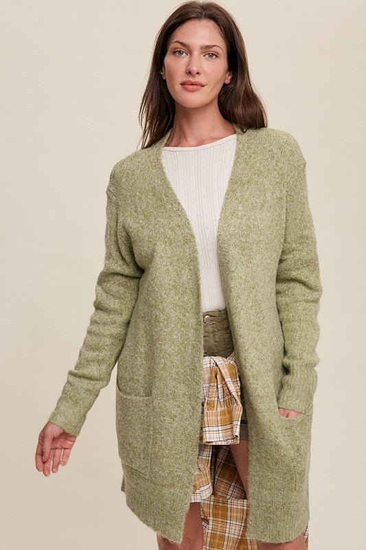 Two Pocket Open - Front Long Knit Cardigan - Happily Ever Atchison Shop Co.