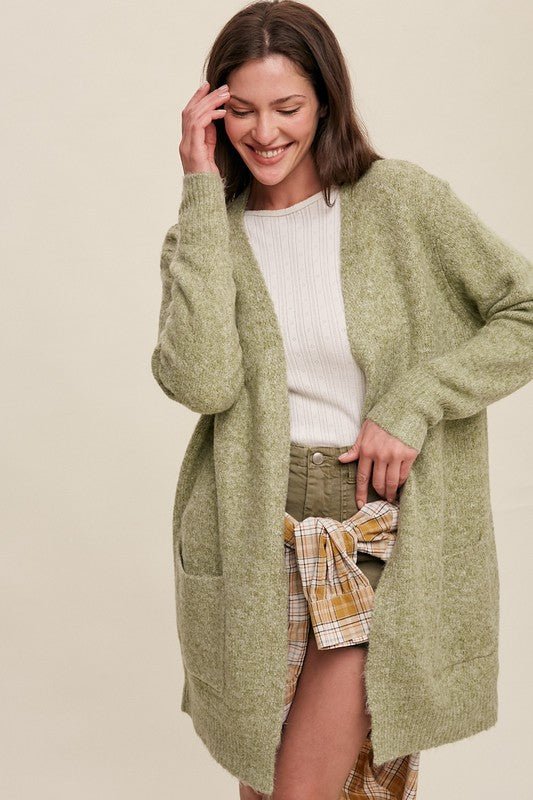 Two Pocket Open - Front Long Knit Cardigan - Happily Ever Atchison Shop Co.