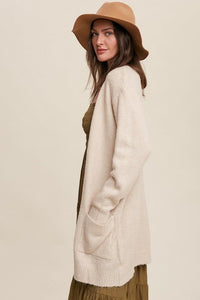 Two Pocket Open - Front Long Knit Cardigan - Happily Ever Atchison Shop Co.