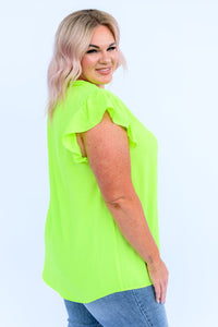 Under Neon Lights Ruffle Sleeve Top - Happily Ever Atchison Shop Co.