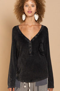 V - neck Button Down Long Sleeve Top - Happily Ever Atchison Shop Co.