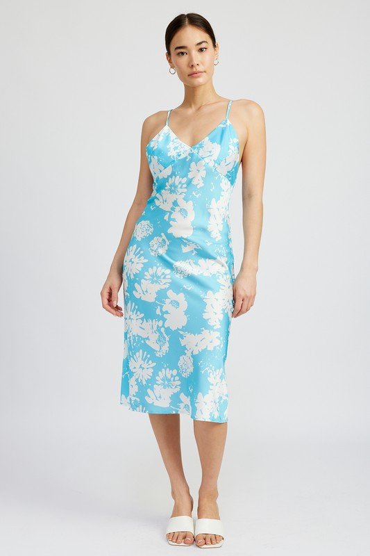V NECK FLORAL DRESS WITH OPEN BACK - Happily Ever Atchison Shop Co.